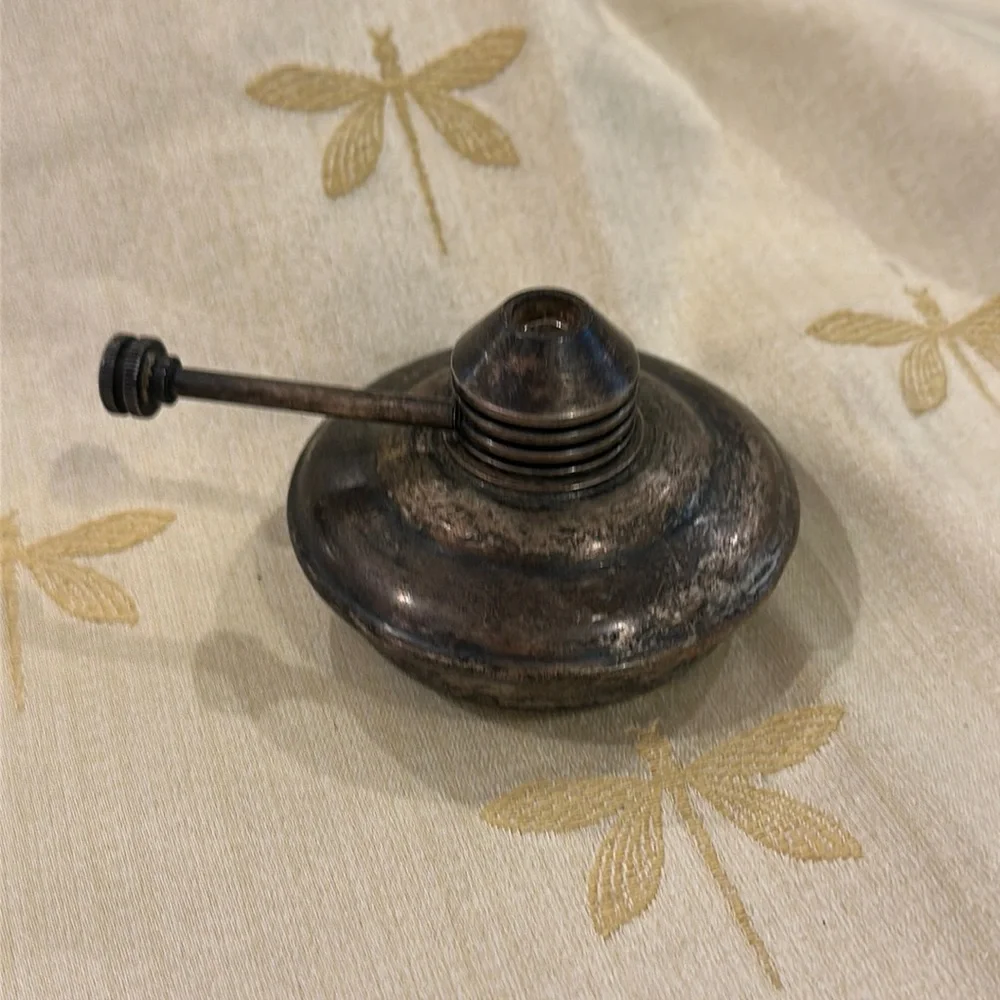 Vintage Metal Miniature / Mini / Small / Handheld / Travel / Camping Oil Lamp.